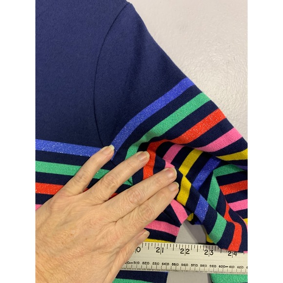 Joules NWT Harbour Womens Long Sleeve Striped Glitter Knit Top Navy Multi Size L - Picture 6 of 10